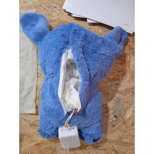 Battery operated soft toy with a battery compartment closed with velcro Product sold online, in particular via SHEIN (Identification number: sl25030934852585022).