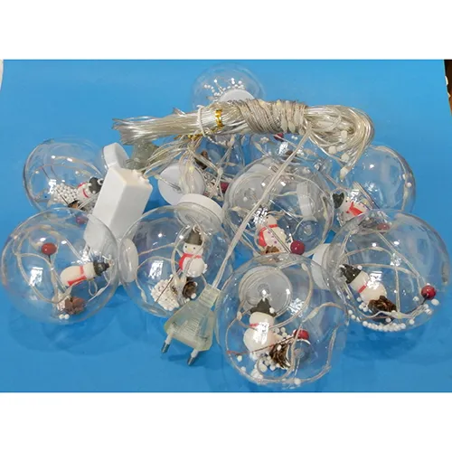 Lighting chain, 3 metres, with 10 snowman ball decorations, non-replaceable LED lights and a socket that allows expansion with additional members.