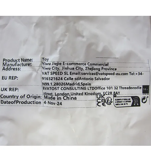 Soft toy in the shape of a rabbit. Date of production: 4 November 2024. Product sold online, in particular via Shein.