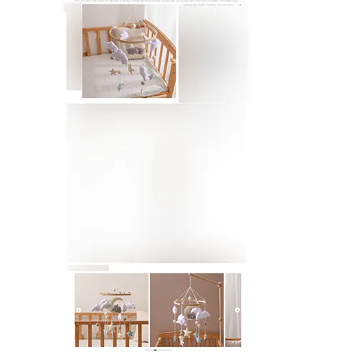 Crib mobile with soft toys and a wooden frame. Product sold online, in particular via Shein with identification number: sl25011484120052748.