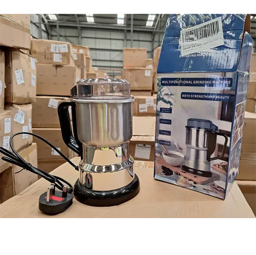 A multi-functional grinding machine for pulses, beans, and legumes with attached wall plug.