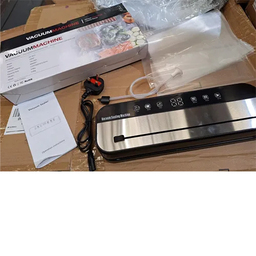 Vacuum sealing machine with a wall plug.