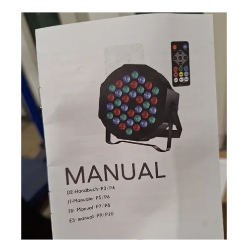 A plug-in stage light with multiple different lighting modes controlled by remote.
