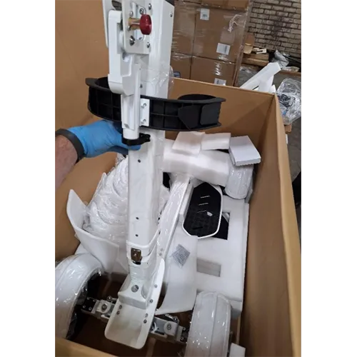 Four-wheeled electric golf scooter that folds for storage. The product includes a plug and power supply. Other Product Identifiers: G20250506099