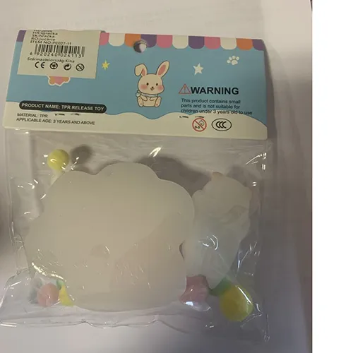 Squeezable stress relief set, consisting of: toys in the shape of a cat and a paw, made of elastic and soft material for kneading in the hands, which returns to its original shape when squeezed, and balls of various colours.