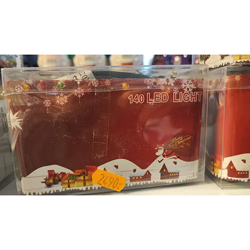 Lighting chain with 140 LED bulbs.