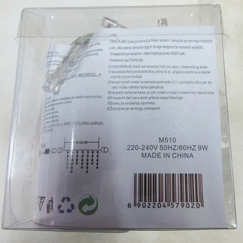 Lighting chain with multi coloured LED lights and a socket that allows extensions.