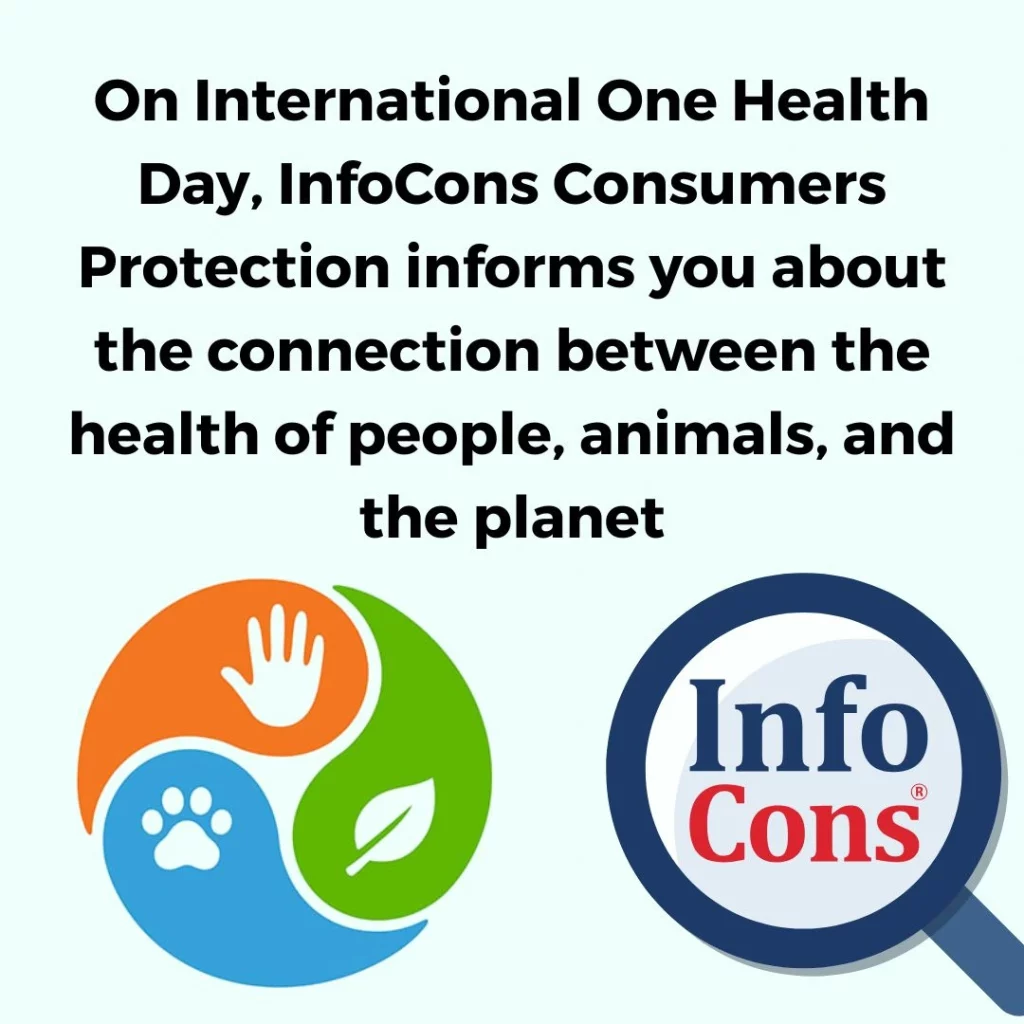 On International One Health Day , InfoCons Consumers Protection informs you about the connection between the health of people, animals, and the planet
