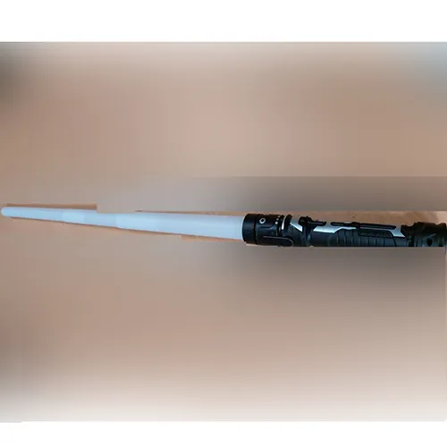 Black and white plastic sword with LED lights at the end. The toy is delivered in two parts to be assembled. The two parts fit together to form a ‘lightsaber’. Product sold online, in particular via SHEIN with reference SKU : sl25051011841132149.