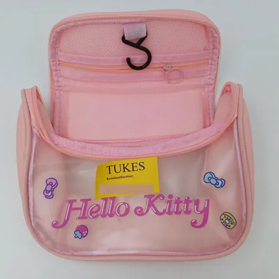 Pink cosmetic bag with a transparent window. Product sold online, in particular via Temu (product identifier: 601100048460191).