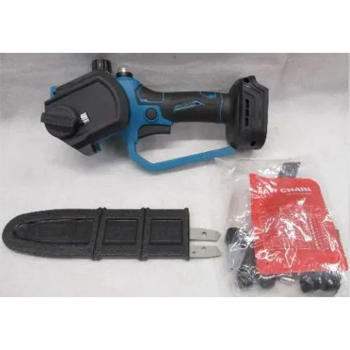 Blue and black electric chainsaw. Product sold online, in particular via eBay (identification number: 226154108030)