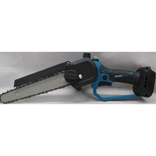 Blue and black electric chainsaw. Product sold online, in particular via eBay (identification number: 226154108030)