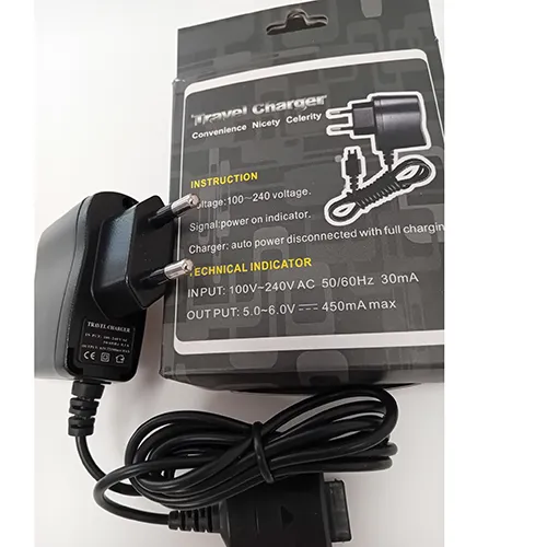 Travel charger , 100-240 V mains supply.