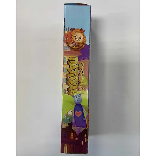 Plastic doll inspired by the animated series Fairytale Patrol. The doll is dressed in a pink and raspberry dress and has long dark hair.