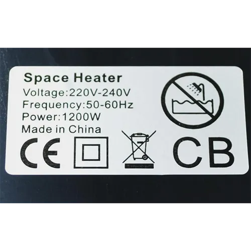 Portable fan heater with attached wall plug. Product sold online, in particular via Amazon.