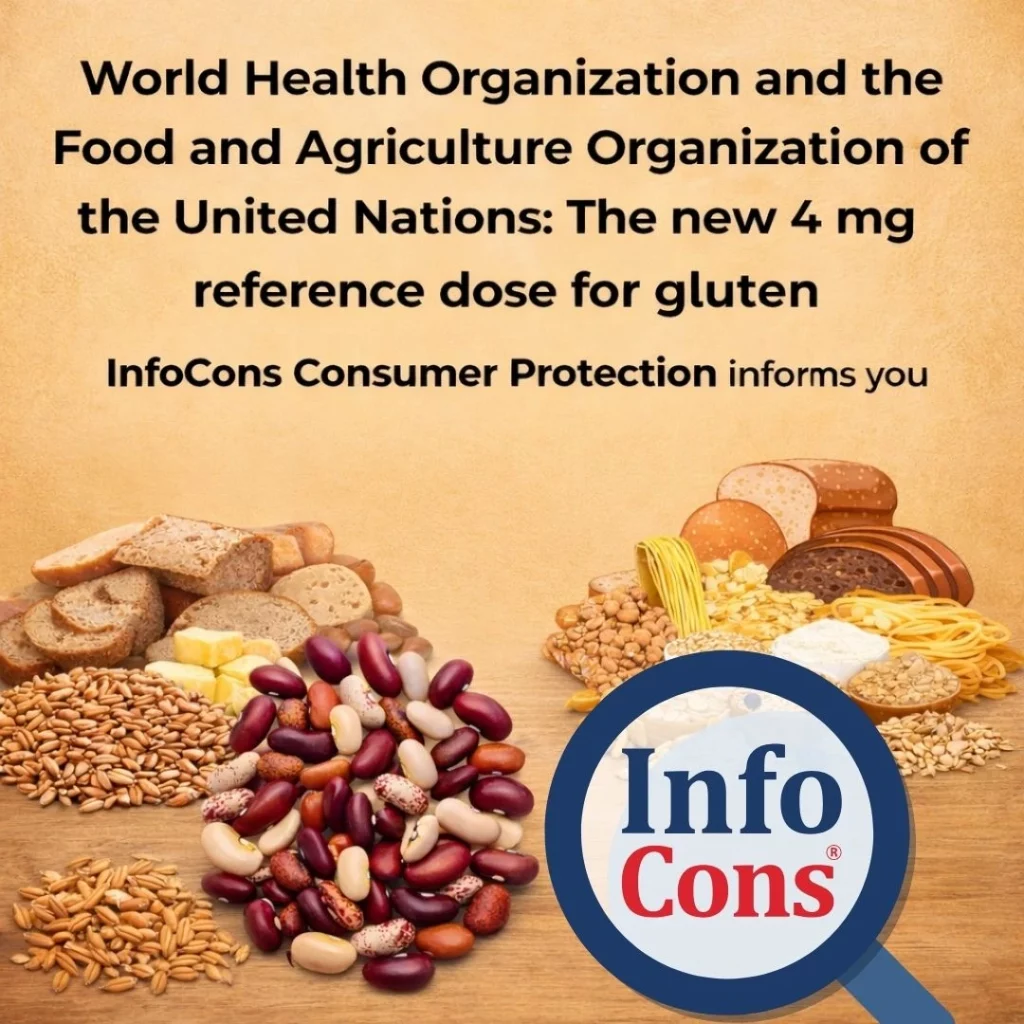 World Health Organization (WHO) and the Food and Agriculture Organization of the United Nations (FAO): the new 4 mg reference dose for gluten – InfoCons Consumer Protection informs you