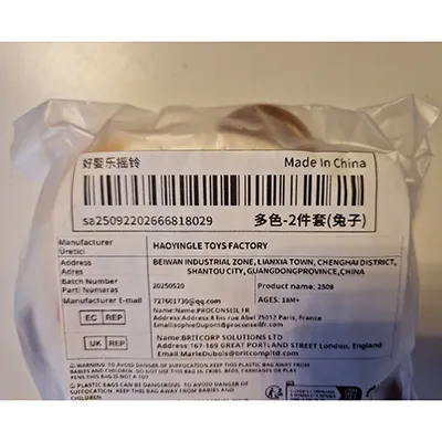 Toys set consisting of a rattle and a tambourine. Product sold online, in particular via Shein (SKU: sa25092202666818029).