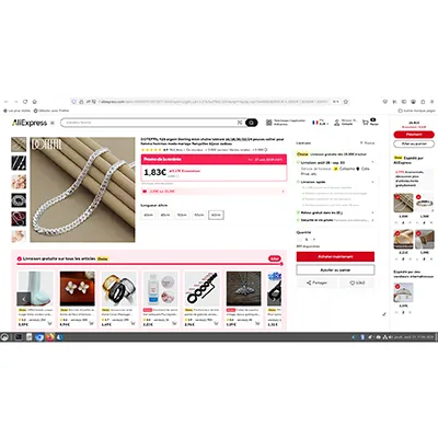 Silver-coloured metal necklace. Product sold online, in particular via AliExpress (unique product identifier: 1005005240058464).