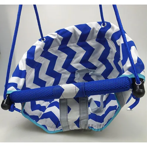 Blue-white textile swing for children under three years of age. Product sold online, in particular via Amazon (ASIN: B0D3HM6TDV).