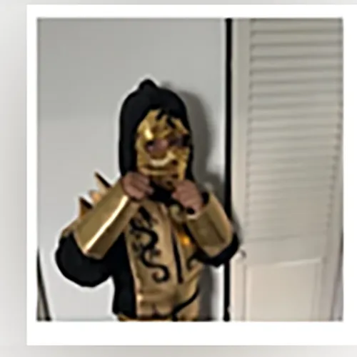 Ninja costume intended for children aged 3-4, consisting of a hooded shirt, trousers, a belt and a mask. Product sold online, in particular via Shein.