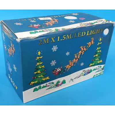 Decorative lighting chain, 2 meters x 1.5 meters, shaped as a curtain with expandable additional members. Technical data: 220 V - 240 V; 50 Hz/60 Hz; 13 W, Class 0.