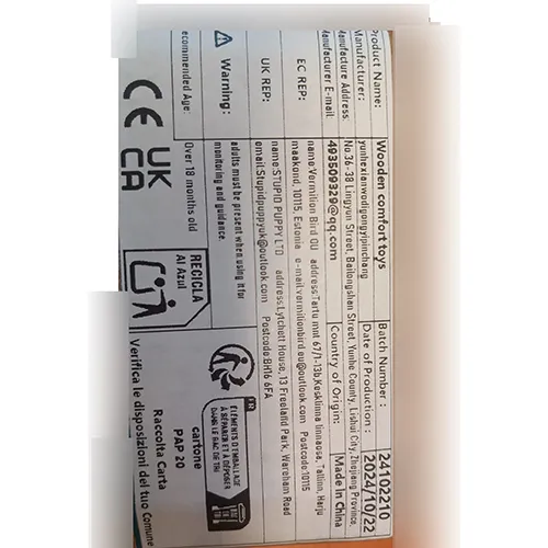 Montessori toy set containing 6 individual pieces of wooden musical instruments, including a camera, egg, maraca, rings protrude, wooden rolling rattles. Product sold online, in particular via Shein.