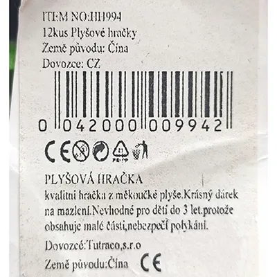 Soft toy in the shape of a panda with a suction cup.