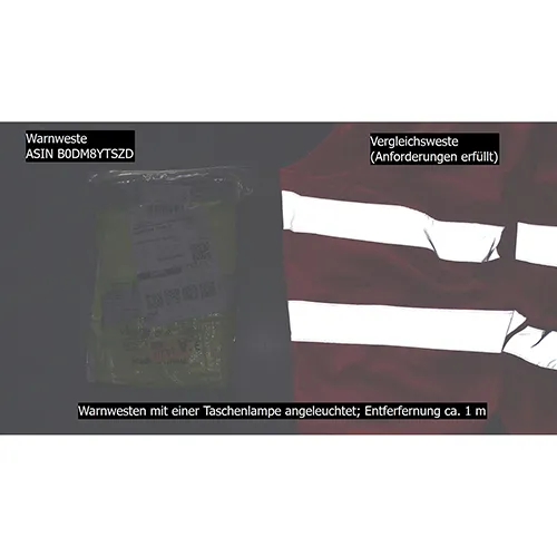 High-visibility safety vests, width x height x depth: 20 cm x 30 cm x 8 cm. Product sold online, in particular via Amazon (ASIN: B0DM8YTSZD).