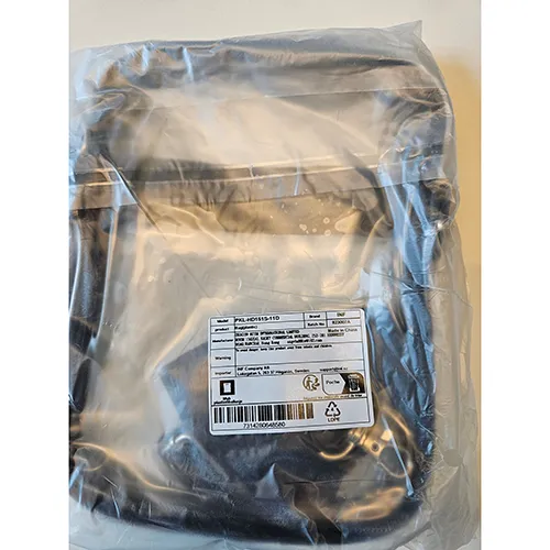 Transparent PVC handbag with a black strap. Product sold online, in particular via www.elkjop.no.