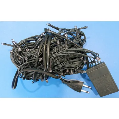 String-shaped decorative lighting chain with an 8-function flashing unit. Technical data: 220-240 V, 50Hz 60Hz, 11 W, Class 0.