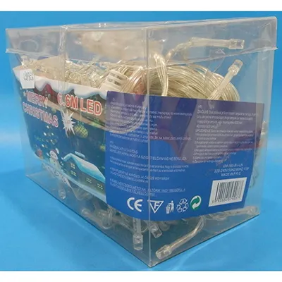 Icicle-shaped decorative lighting chain which can be expanded with additional members. Voltage of 220-240 V, frequency of 50Hz/60Hz, power rating of 11 W.