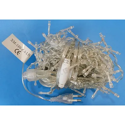 Icicle-shaped decorative lighting chain which can be expanded with additional members. Voltage of 220-240 V, frequency of 50Hz/60Hz, power rating of 11 W.