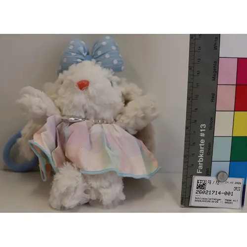 Soft toy, in the shape of a rabbit and a bear, with a key ring.