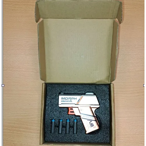 Plastic pistol with four suction-cup-tipped foam bullets. Product sold online, in particular via Shein (unique product identifier: sl25080354522885856).