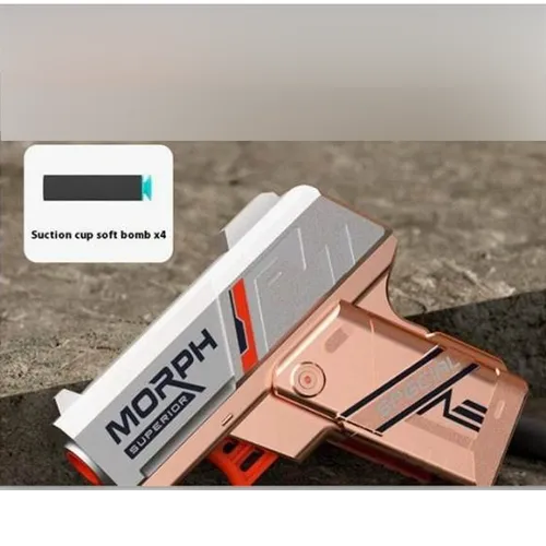 Plastic pistol with four suction-cup-tipped foam bullets. Product sold online, in particular via Shein (unique product identifier: sl25080354522885856).