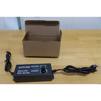 Adjustable universal power supply adaptor. Product sold online, in particular via Wish.