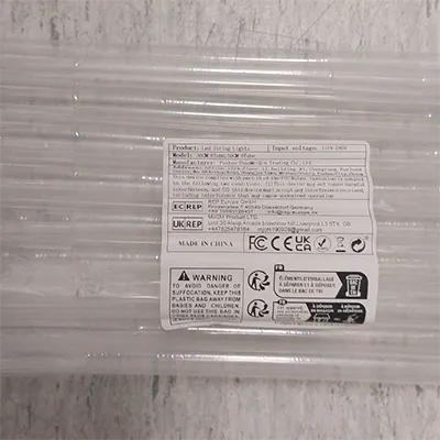 Lighting chain with eight tubes of LED lights. Product sold online, in particular via AliExpress (unique product identifier: 1005007165911215).