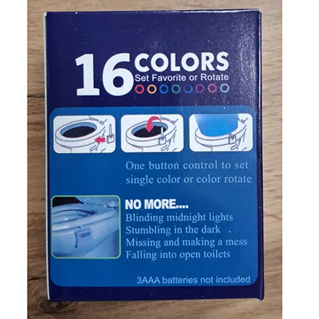 Battery operated white LED light for toilet. Product sold online, in particular via www.alza.sk.