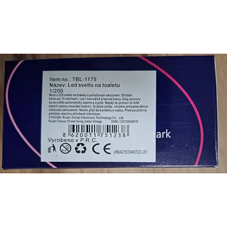 Battery operated white LED light for toilet. Product sold online, in particular via www.alza.sk.