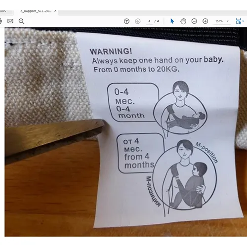 Sling with fasteners. Product sold online, in particular via TikTok