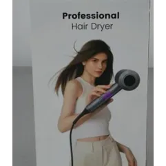 Grey and pink hair dryer with multiple attachments with an attached power cable. Product sold online, in particular via Amazon (ASIN: B0D3H8XHY1).