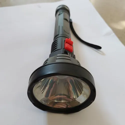 Black plastic battery operated LED flashlight with micro-USB connector. The built-in push button allows to choose from 3 different lighting modes. Some LEDs indicate the charge level. The product comes with a charging cable.