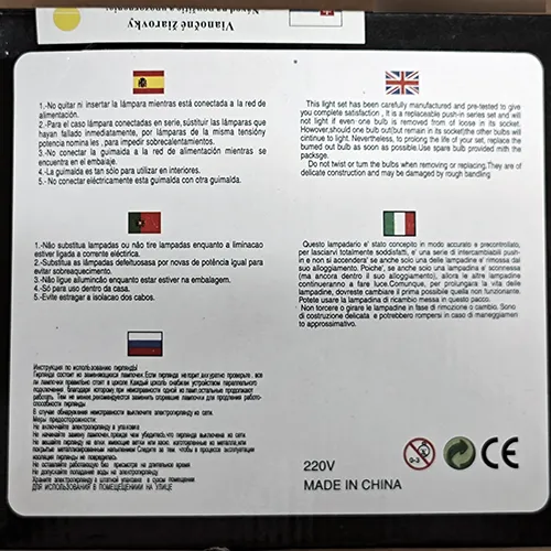 Lighting chain intended for interconnection, containing non-replaceable LED light sources, with a device for changing lighting modes.