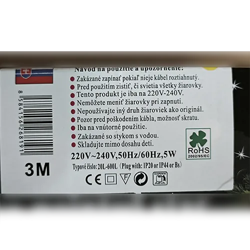 Lighting chain intended for interconnection, containing non-replaceable LED light sources, with a device for changing lighting modes.