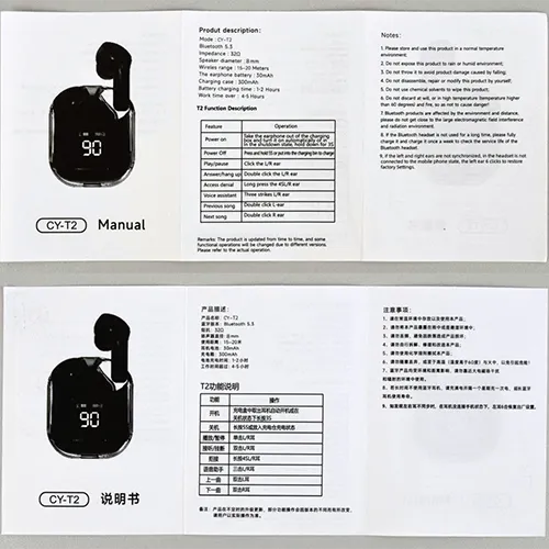 Black wireless earphones with charging case. Product sold online, in particular via www.magicsystem.hu