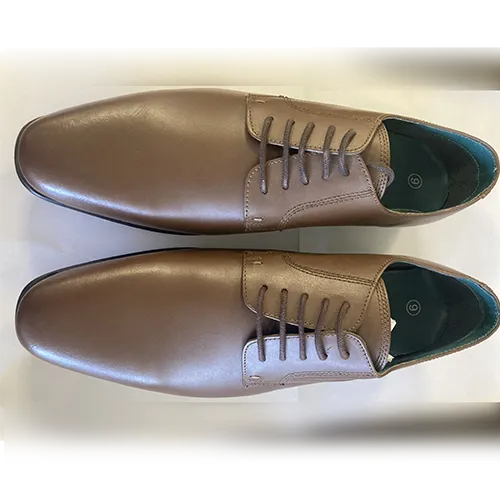 Brown leather shoes, intended for men.