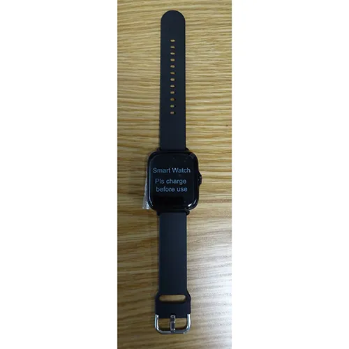 Black smart watch. Product sold online, in particular via Temu.