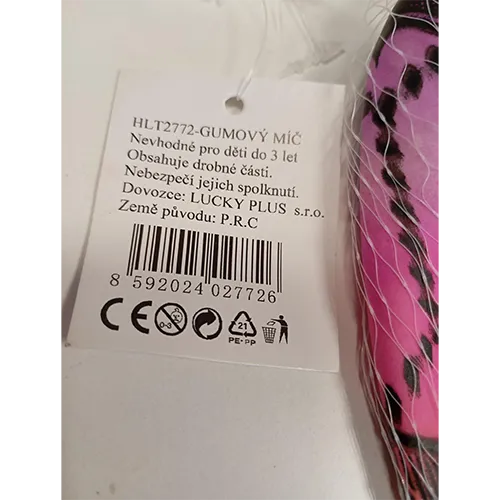 Colourful plastic ball with an inflation valve.