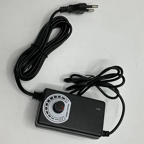Black plastic electric sex device with a speed control.