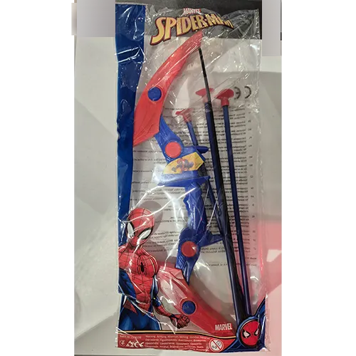 Toy set consisting of a bow made of rigid plastic and three arrows (length: 230 mm). The arrows are tipped with suction cups and their shaft is made of rigid plastic. The toy was sold with children's magazine